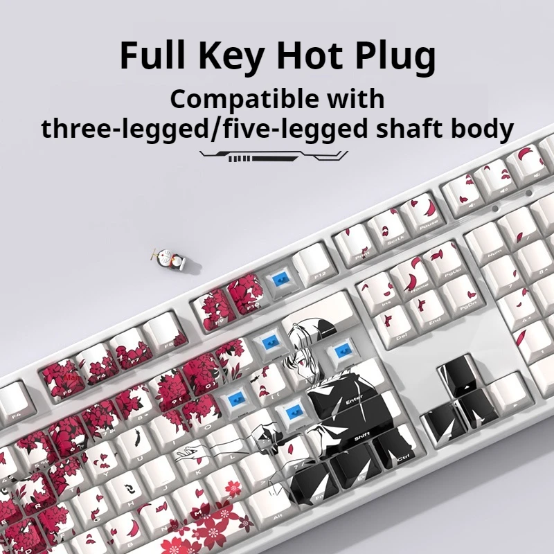 Clavier mécanique sans fil à thème Makima, prise à chaud gravée sur le côté, rétroéclairage RVB, Leic-Mode, jeu E-Sports, 108 touches, nouveau - imagen 4