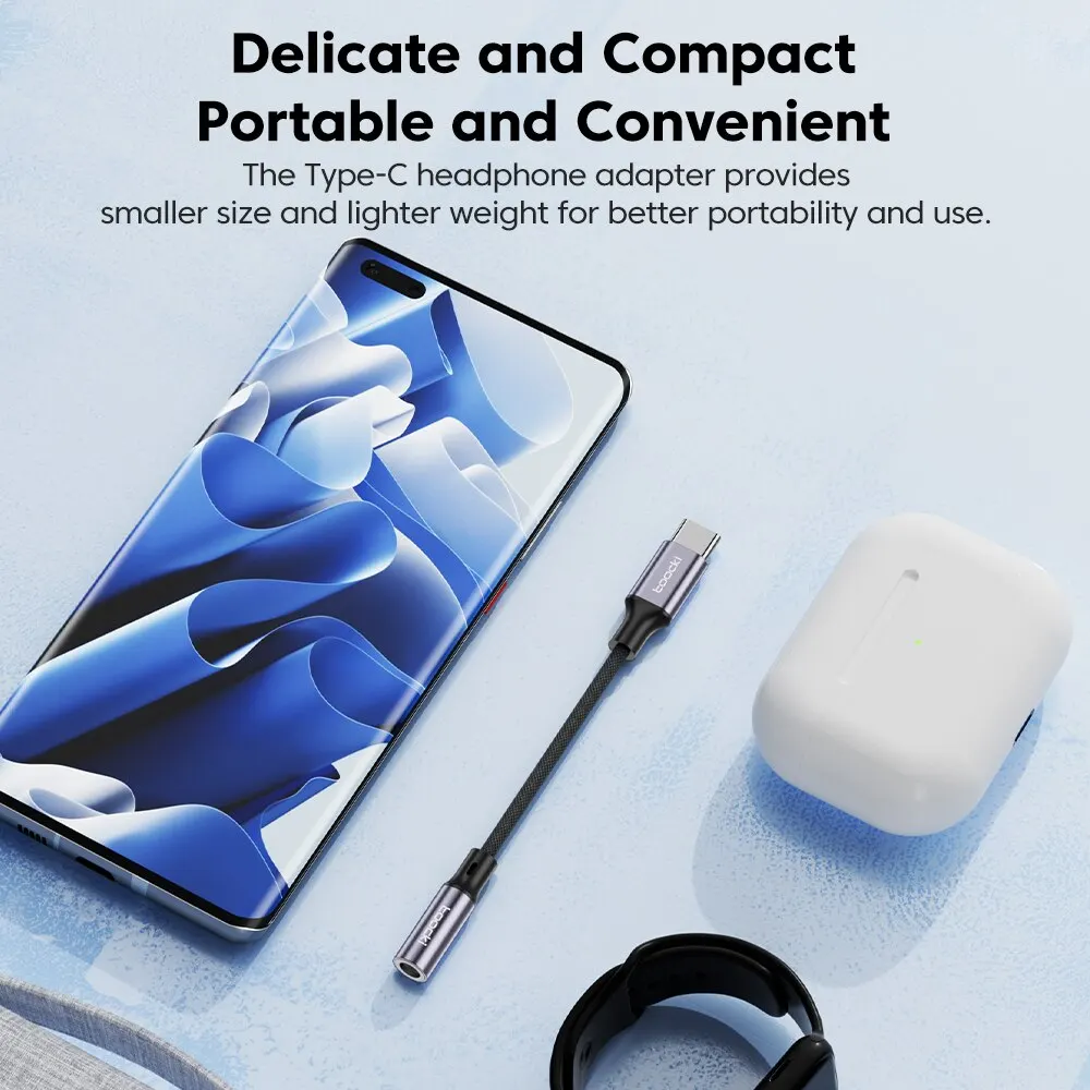 Toocki USB tipo C 3,5 conector adaptador de auriculares USB C a 3,5mm cable de audio AUX para Huawei P30 Xiaomi Mi 10 9 Es - imagen 4