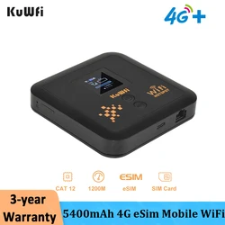KuWFi Router 4G portátil WiFi 6 AX1200 con eSIM y SIM