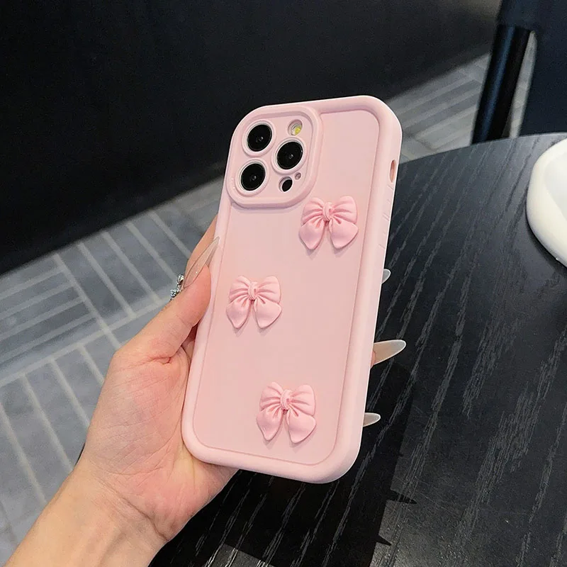 Funda de teléfono suave de silicona con forma de mariposa rosa 3D para iPhone 17 16 15 14 13 12 11 Pro Max XS XR X 7 8 Plus, funda de caramelo a prueba de golpes - imagen 2