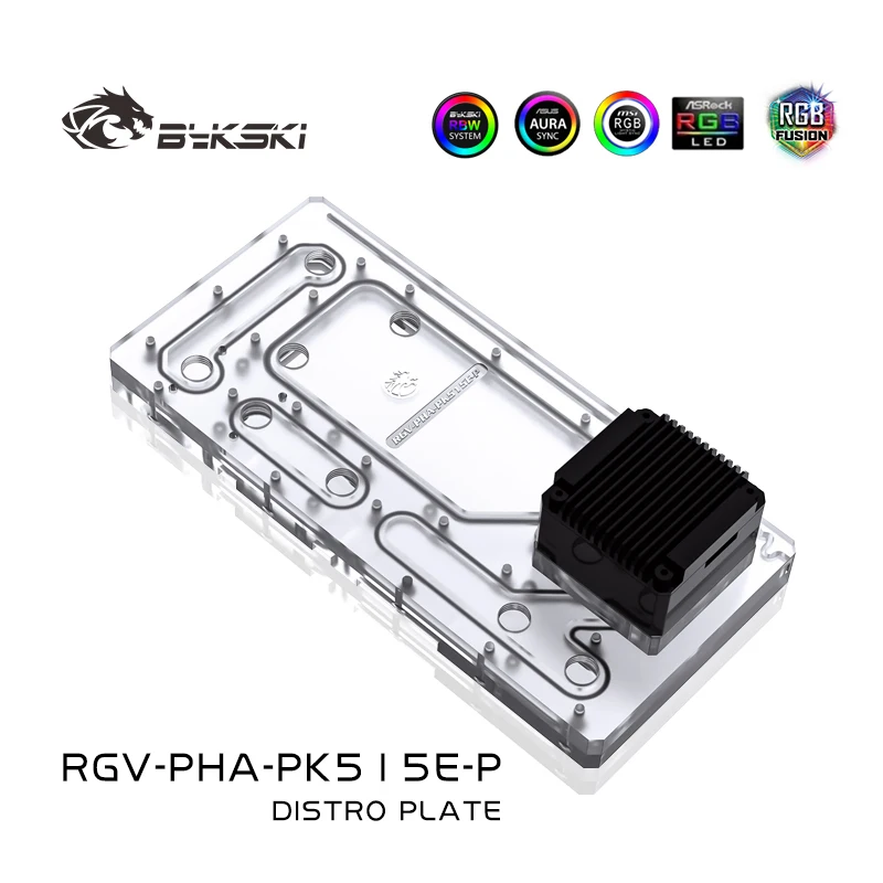 BYKSKI-Solución de canal de agua con placa acrílica, uso para carcasa PHANTEKS 515E para CPU y bloque GPU/luz RGB de 3 pines/respador Intead