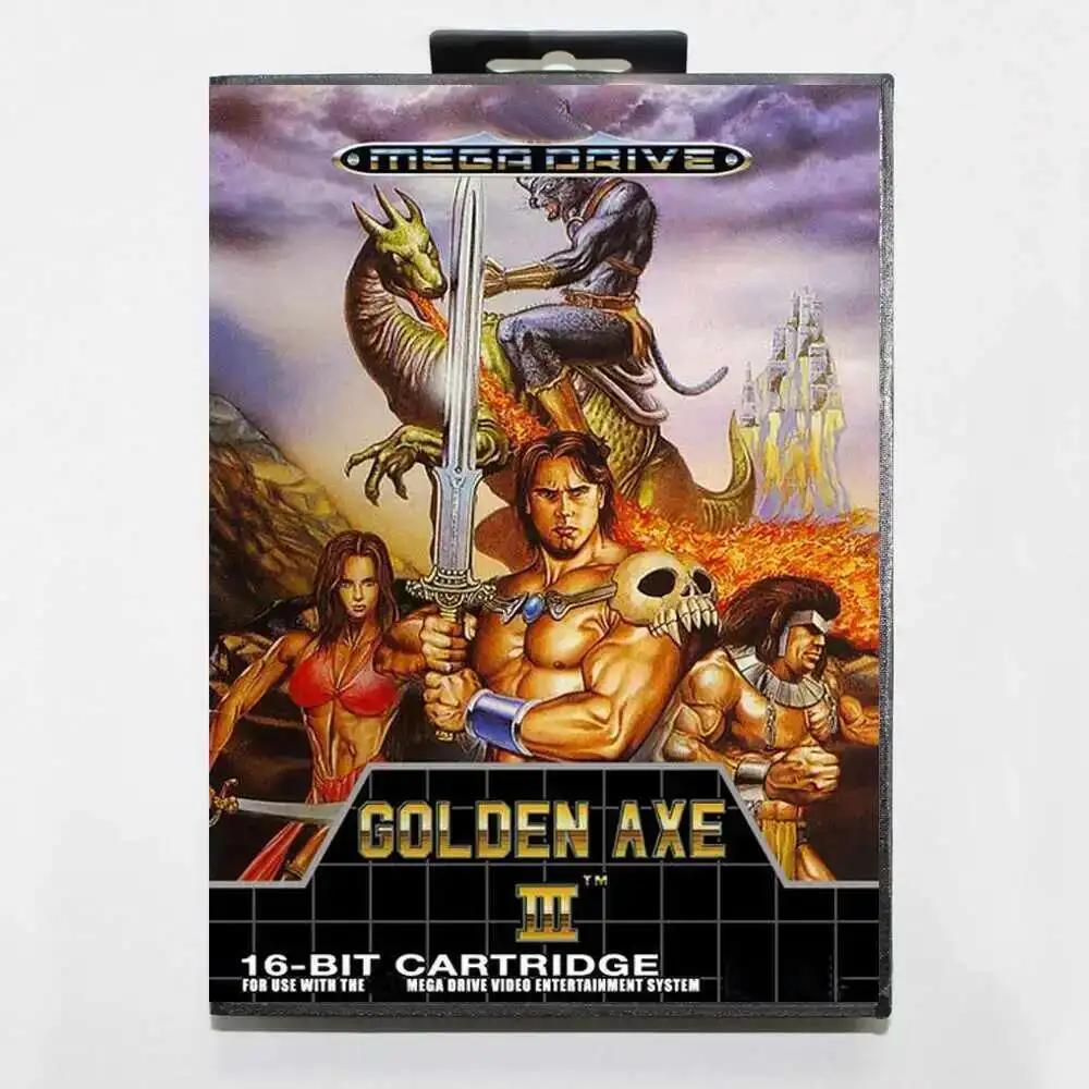 Tarjeta de juego Golden Axe 3 MD con caja EUR para sistema Sega Megadrive Genesis de 16 bits
