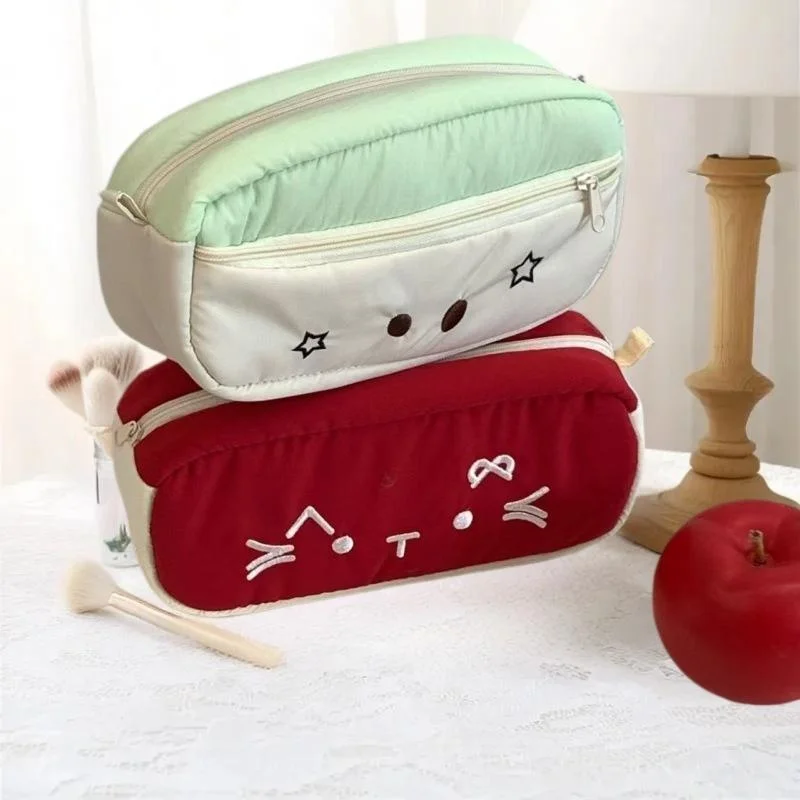 Caja de bolígrafos inspirada en gato dulce, estuche de papelería para alumnos con múltiples compartimentos de gran capacidad, organizador de soporte de suministros escolares - imagen 2