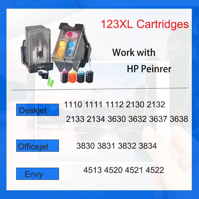 Einkshop-cartucho de tinta para impresora hp Deskjet 2620, recambio de tinta para impresora hp 123, HP123, Deskjet 2630, 2632, 2130, 2132, 2134, Officejet 383, 123XL - imagen 3