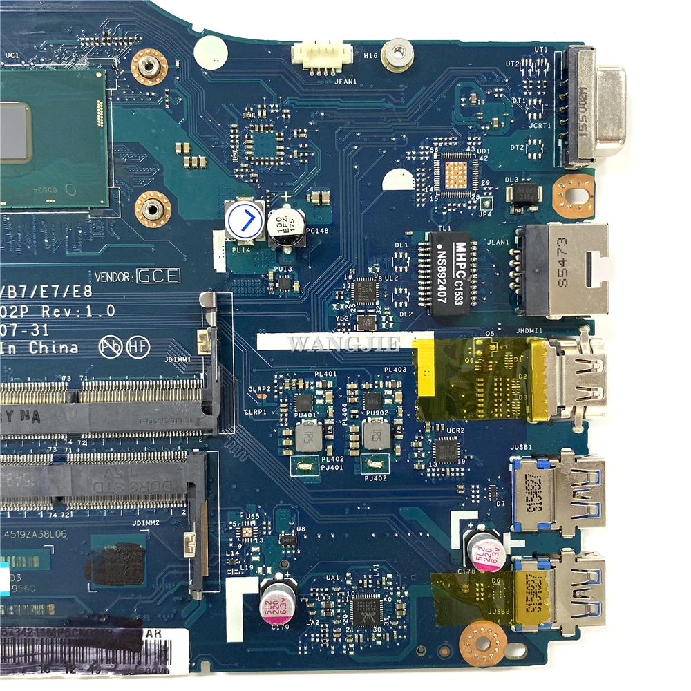 100% en funcionamiento para Lenovo Thinkpad B51-80 E51-80 placa base para ordenador portátil BIWB6/B7/E7/E8 LA-D102P con CPU SR2EY I5-6200U - imagen 4