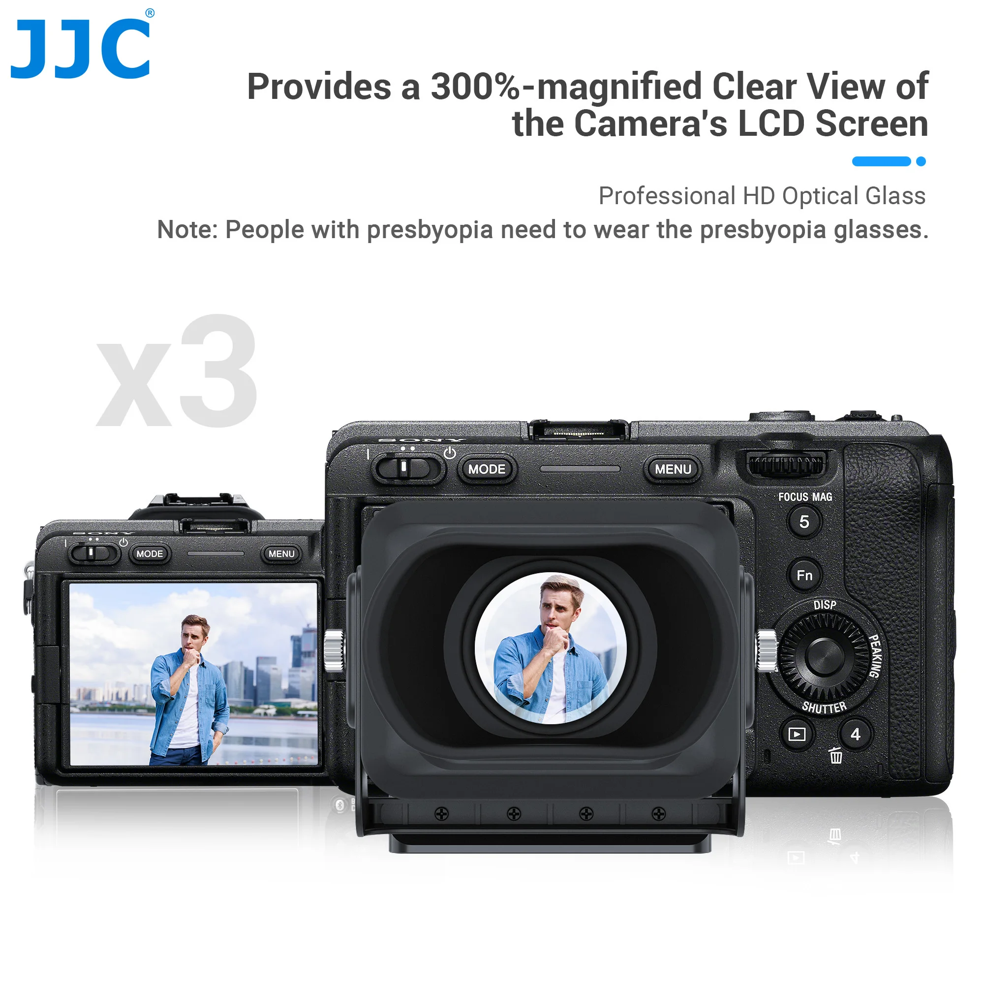 JJC 3X visor LCD ocular suave extendido para Fuji X-T30 III X-T5 X-T4 Nikon Zfc Z30 Z50 Z5 Sony ZV1II ZV1 ZV1F ZV-E1 RX100 V - imagen 2