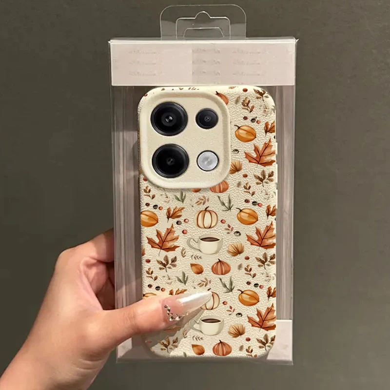 Funda de teléfono de TPU suave con diseño de ilustración de café y calabaza de otoño para Xiaomi 14T Pro 5G, funda trasera para Xiaomi 15 14T 14 13T 13 - imagen 5