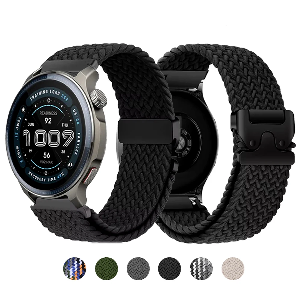 Correa elástica de nailon de 22mm y 20mm para AMAZFIT BIP6 5 BALANCE 2 GTS 4 mini GTS4 3 2 2e Band Amazfit Active 2 GTR 4 3 2 pulsera deportiva