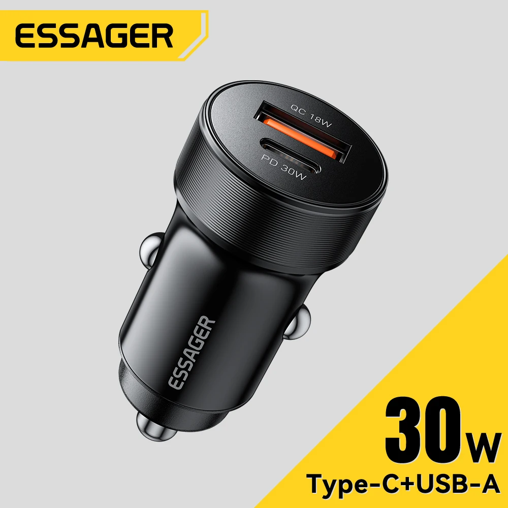 Essager 30W Mini cargador de coche PD3.0 QC3.0 carga rápida tipo C cargador de coche PD 22,5 W carga rápida para Huawei Xiaomi Oneplus iPhone - imagen 2