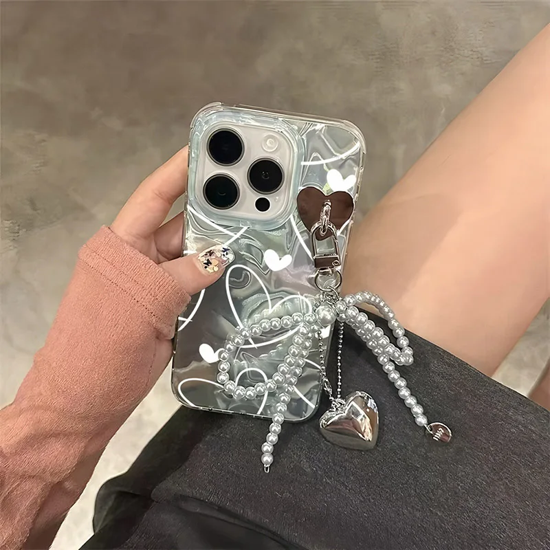 Funda con colgante de perlas y corazón para Samsung Galaxy A17 A07 A22 A33 A13 S25 FE M56 M16 M06 F16 F06 A06 A02S A03S A04S A31 A50 A12 - imagen 5