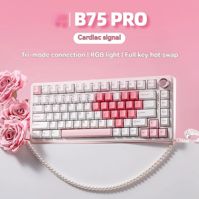 Teclado inalámbrico B75Pro, diseño 75%, personalizado, triodo, Bluetooth, intercambio en caliente, teclado con junta RGB, teclados mecánicos para juegos y oficina - imagen 3