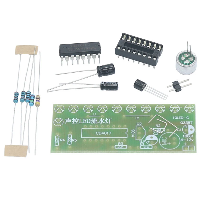 Kit de luz LED de agua activada por voz CD4017, Control de linterna, producción electrónica divertida, enseñanza, entrenamiento, módulo de Kit electrónico Diy - imagen 5