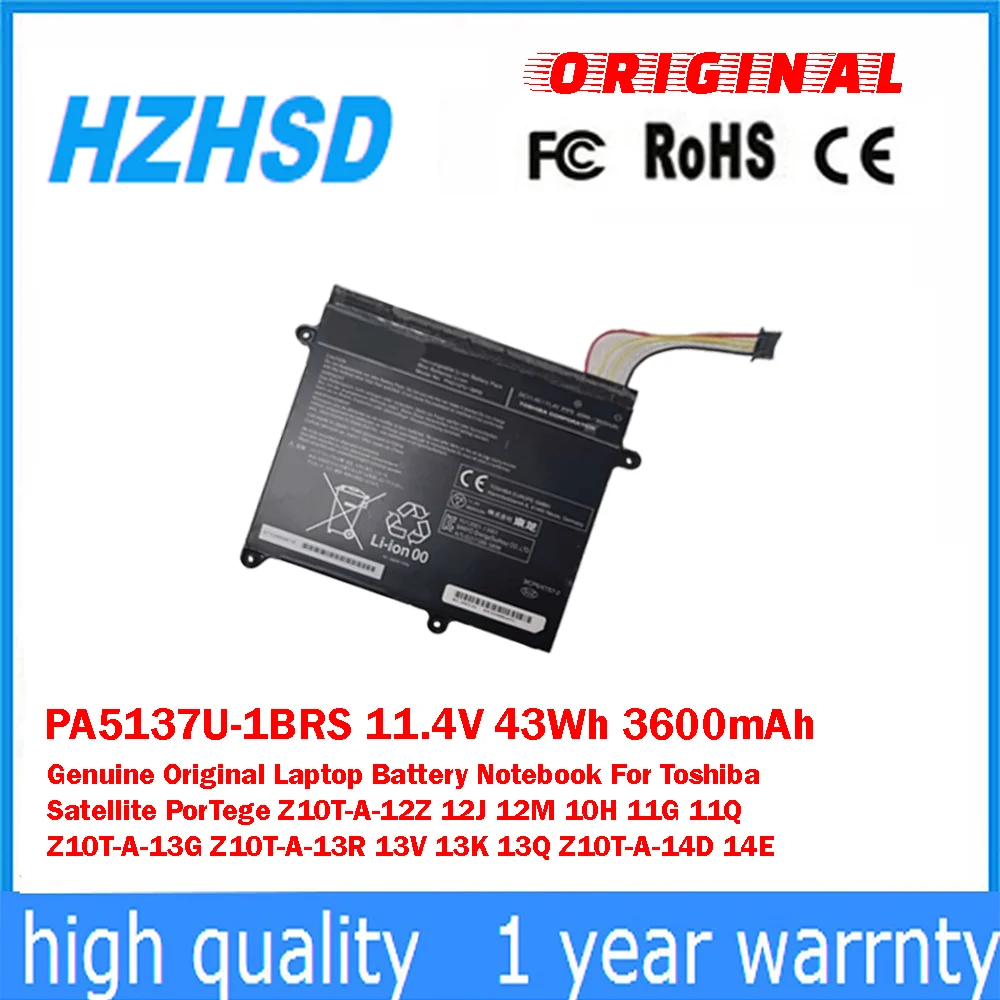 PA5137U-1BRS 11,4 V 43Wh 3600mAh Original y genuino portátil batería para Toshiba Satellite PorTege Z10T-A-12Z 12J 12M 10H