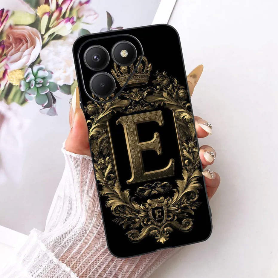 Funda con letras de corona a la moda para Tecno Pova 7 4G LJ6 / Pova 7 Pro LJ8 funda suave de silicona negra para Tecno Pova7 7Pro fundas de teléfono - imagen 2