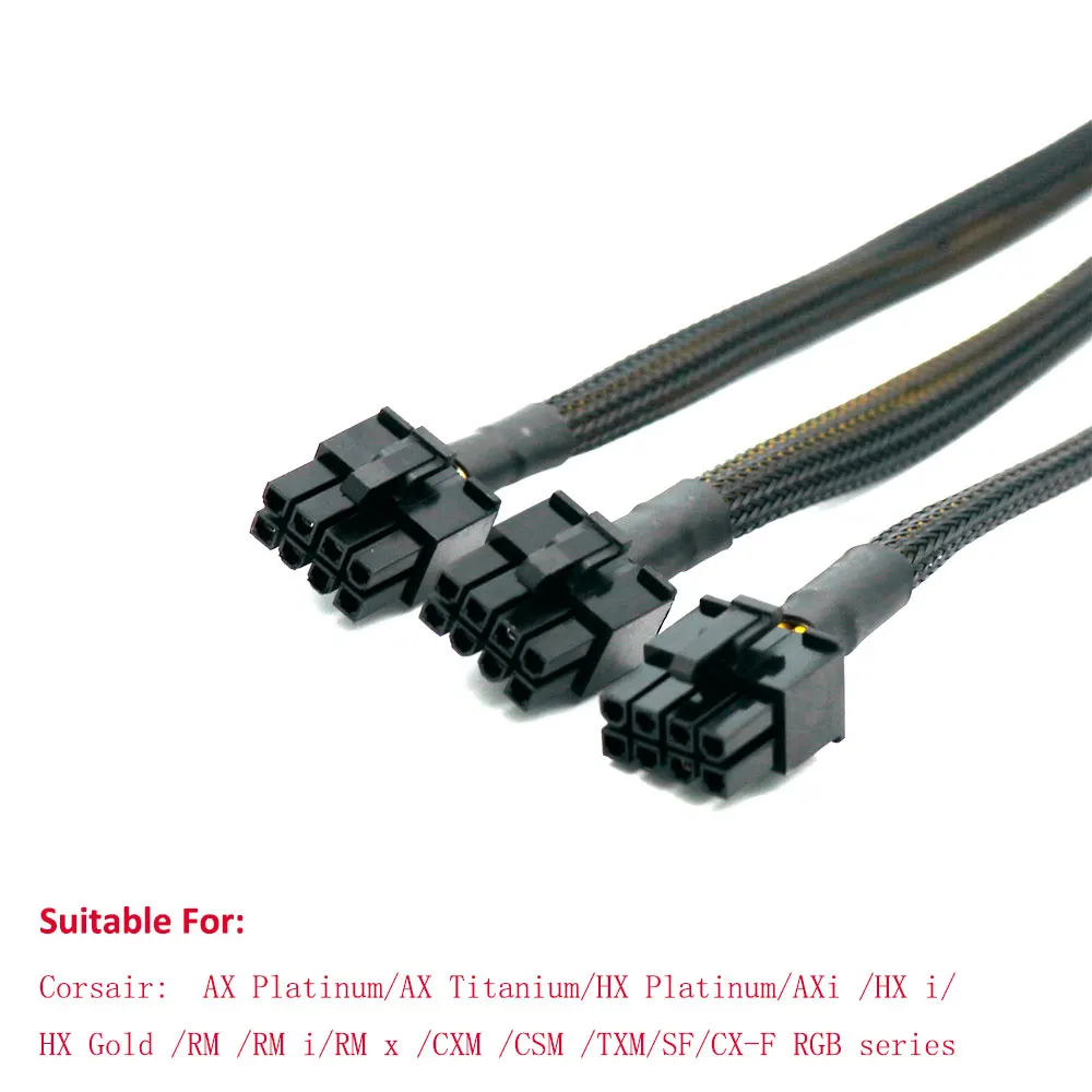 Cable de alimentación blanco de 12VHPWR a 3x8 pines CPU/ATX/EPS negro 90gegree PCIE 5,0 12 + 4Pin PSU Cable Modular para Corsair tipo 4 - imagen 5