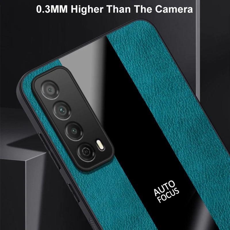 Funda de cuero con soporte de anillo para Huawei Y7A P Smart 2021, funda trasera de lujo magnética a prueba de golpes, funda protectora de silicona para teléfono - imagen 5