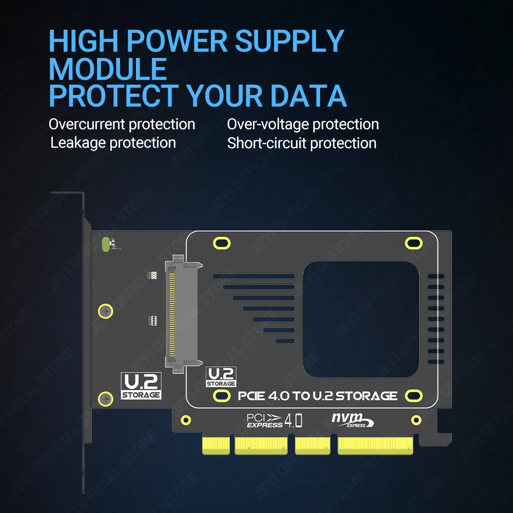 Adaptador JEYI U.2 a PCIe 4.0, tarjeta de expansión NVMe 2,5" U.2 (SFF-8639) SSD PCIe x4 x8 x16 - SSD U.2 - Unidad U.2 (PEX4SFF8639) - imagen 2