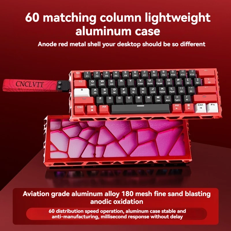 Wooting60HE-funda de teclado ahuecada, carcasa de teclado de aluminio personalizada MK GH EV63 de 60 diseños para accesorios de teclado mecánico