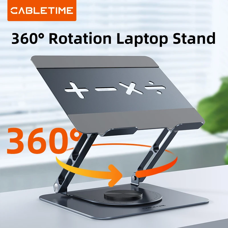 Soporte para portátil CABLETIME para Macbook Air Pro 360 °   Soporte para ipad vertical de aluminio plegable con rotación para computadora portátil para juegos Dell Lenovo