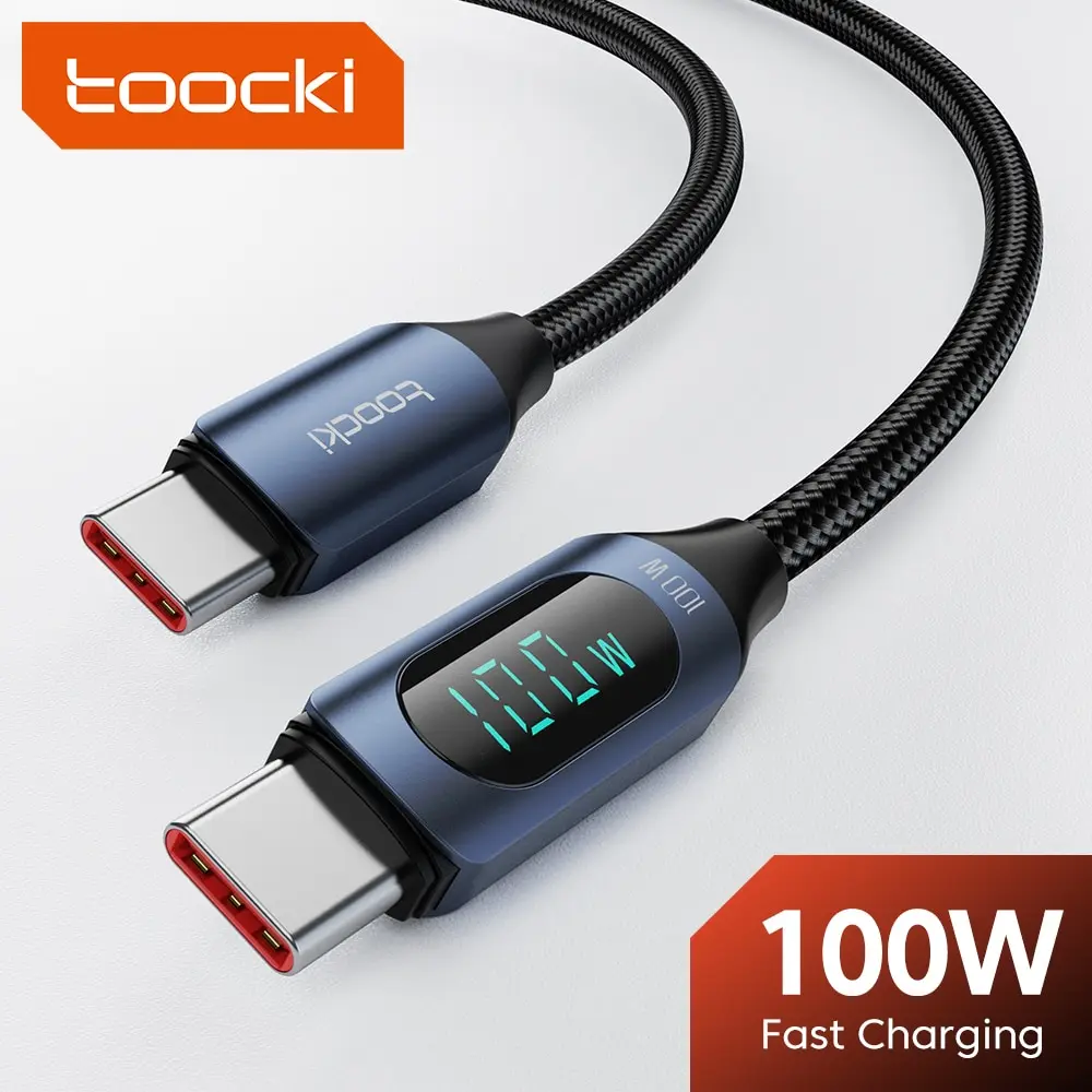 Toocki tipo C a cable tipo C 100W PD cargador rápido USB C a USB C Cable de pantalla para Xiaomi POCO F3 Realme Macbook iPad