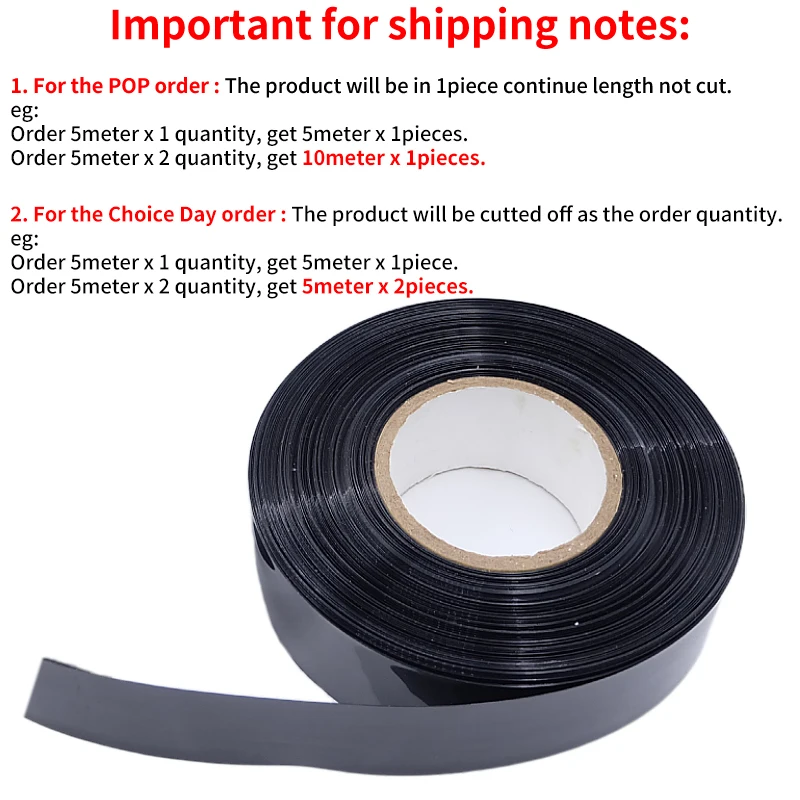 Paquete de tubos termorretráctiles de PVC para batería Lipo, 1/5/20M, 8mm ~ 100mm, envoltura de película aislada, funda de Cable de protección de caja de litio, color negro - imagen 3