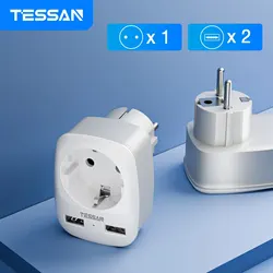 TESSAN Adaptador de enchufe con USB para viajes y hogar