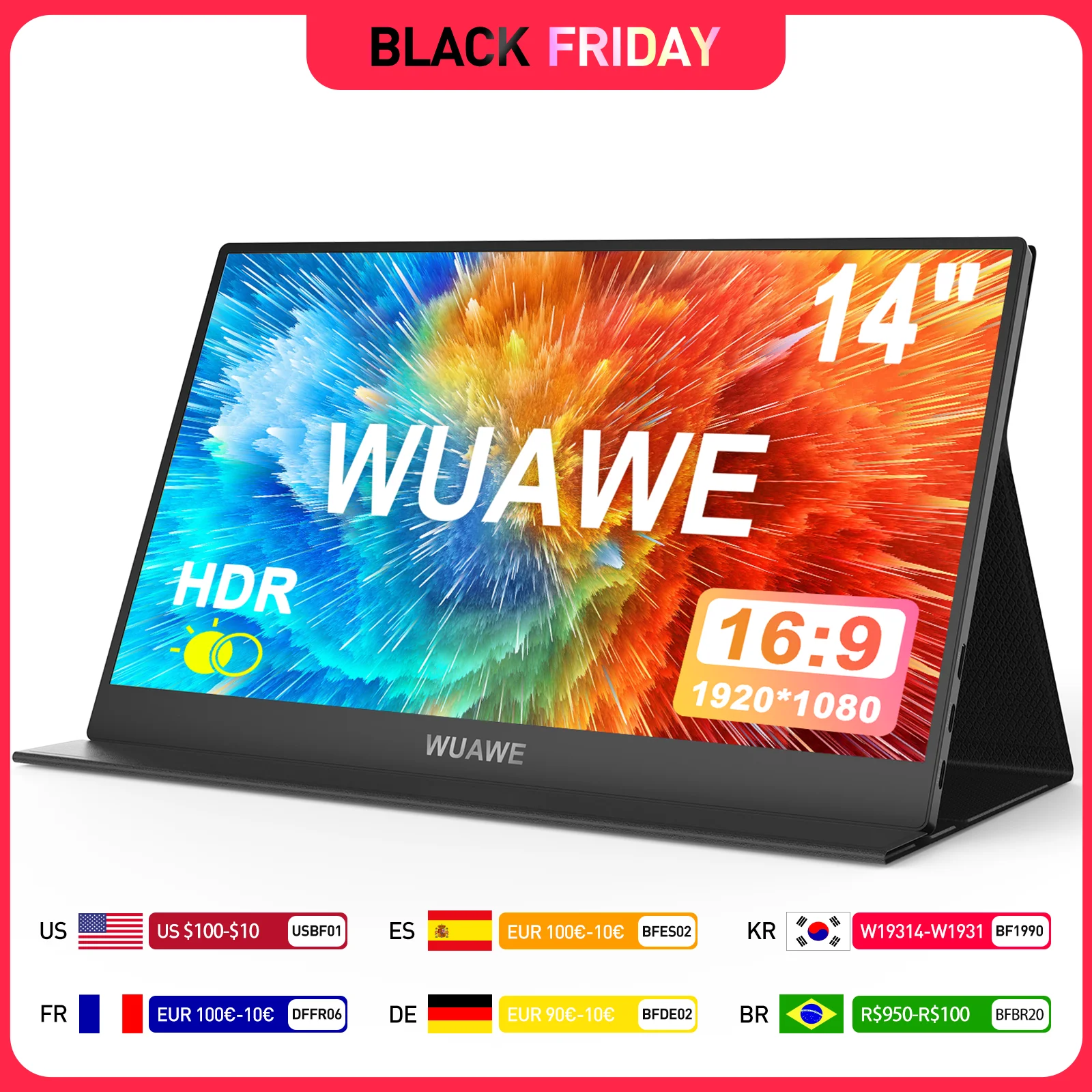 Monitor portátil pequeño de fábrica de 14 pulgadas para ordenador portátil, segunda pantalla externa de viaje USB HDMI 1080P para Mac Phone PS5 Xbox Switch - imagen 2