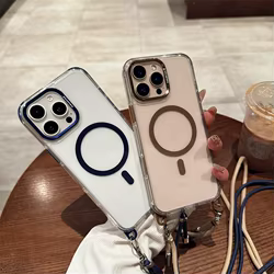 Funda de teléfono 2 en 1 con cuerpo cruzado magnético a la moda para iPhone 16 15 14 13 12 11 Pro Max Plus para funda protectora MagSafe a prueba de golpes