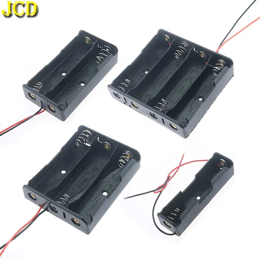 JCD 1 Uds caja de almacenamiento de batería DIY de plástico negro contenedor de soporte de Clip 1X 2X 3X 4X 18650 soporte de batería con Pin de cable