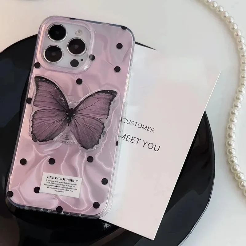 Funda de cadena con lazo y puntos de mariposa para Infinix Note 50 40 Pro 50S 50X Tecno Spark 30C Smart 9 10 Plus Camon 30 Zero 40 ITEL P55 - imagen 5