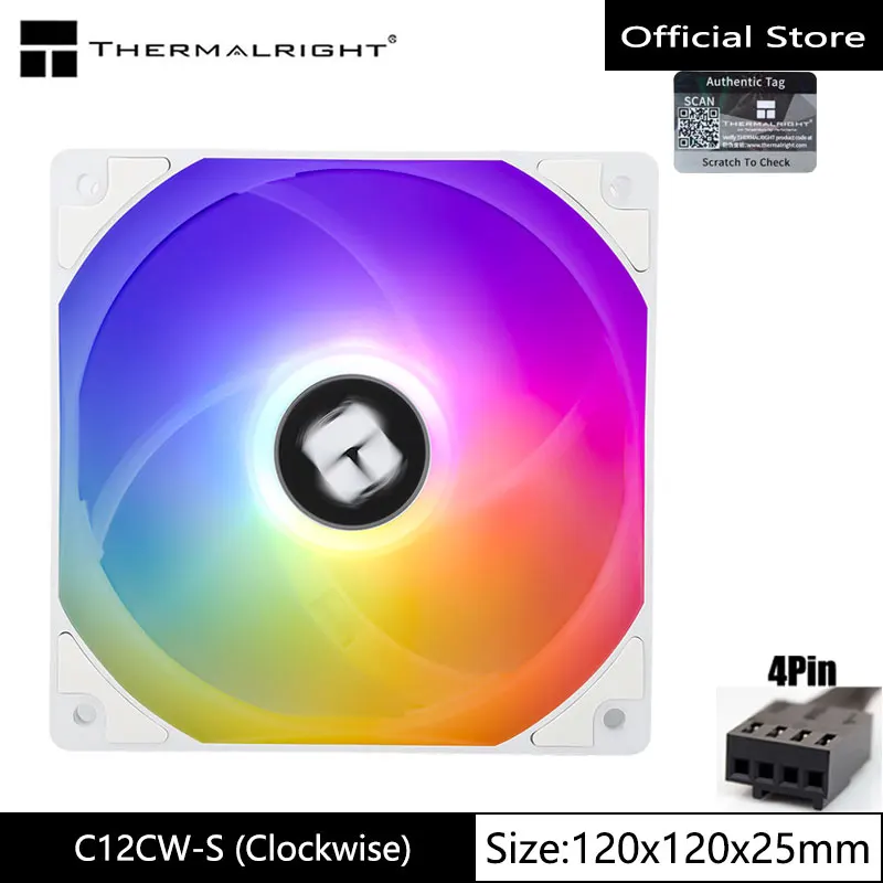 Thermalright TL-C12CW-S Ventilador PWM ARGB 12cm Rotación Inversa - imagen 4