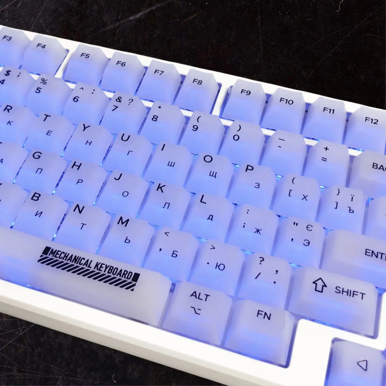 Tapas de teclado mecánico translúcido mate, blanco lechoso, ruso, mate, antiniebla, transparente, cereza, altura, Material ABS