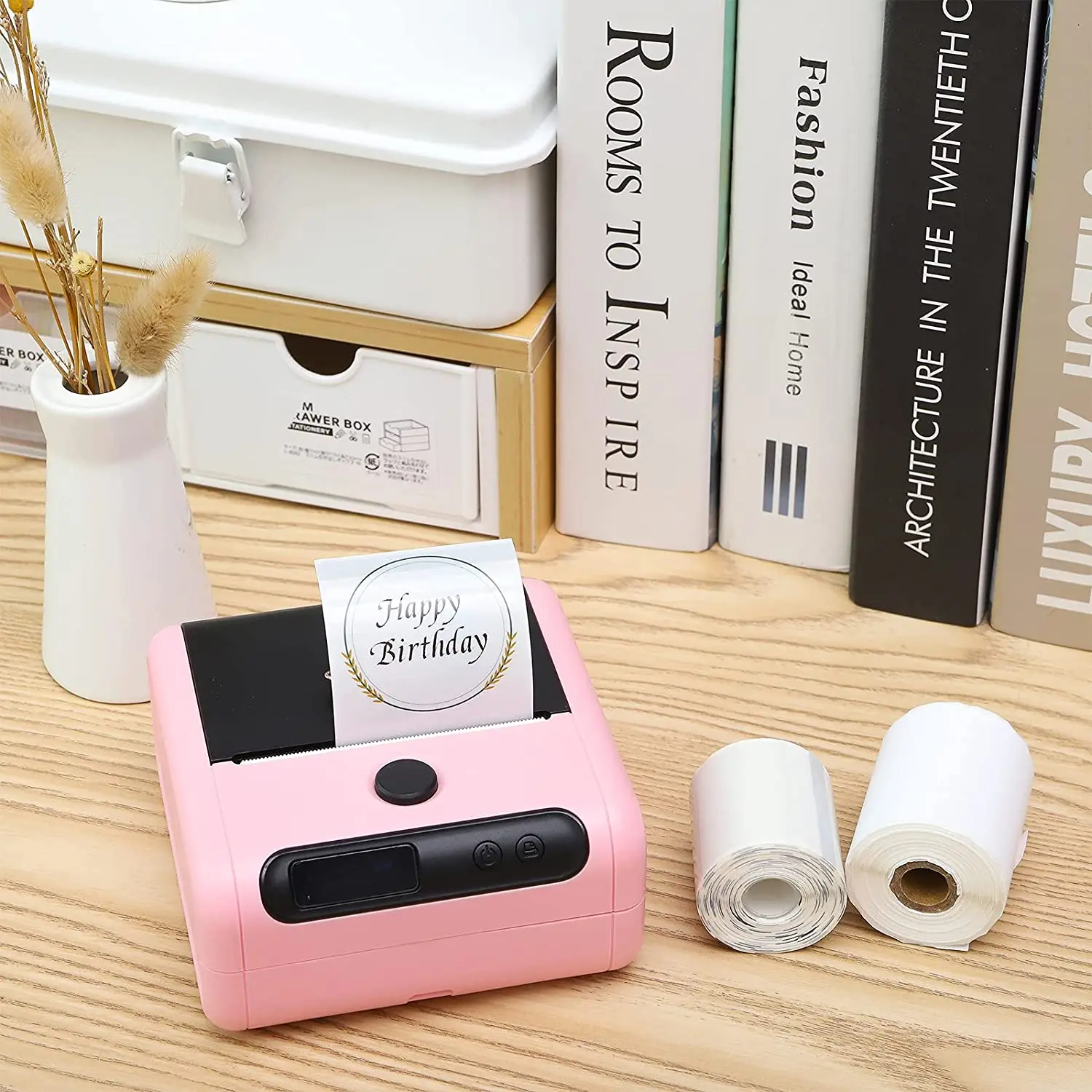 Phomemo-Papel de etiquetas autoadhesivo cuadrado multiusos, rollo de papel para impresora de etiquetas Phomemo M110/M200 - imagen 5