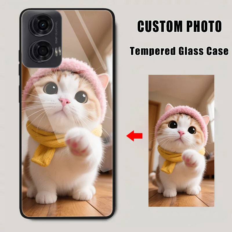 Funda de vidrio templado personalizada para Motorola Moto Edge 50 Fusion 20 lite 40 Neo 50 Pro X30 30 Ultra G22 DIY cubierta de imagen personalizada - imagen 2