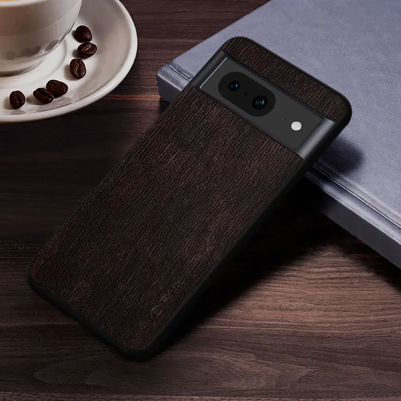 Funda de piel sintética de PU con patrón de madera de corteza de árbol Retro para Google Pixel 8A Pro 7 7A Pro 6 Pro 6A 5A 4A 4G 5G 4XL - imagen 3