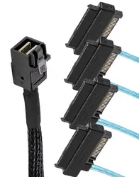 Cable Divisor SAS SFF-8643 a 4 Puertos SATA 15 Pines