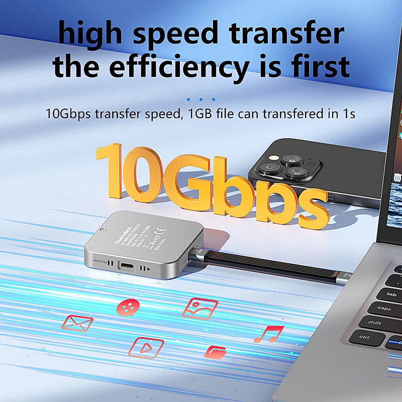 Blueendless-carcasa magnética M2 2230 2242 NVMe SSD con ventilador de refrigeración, carga PD de 100W, tipo C NVMe, PCIE, ssd, para Iphone y Mac - imagen 5