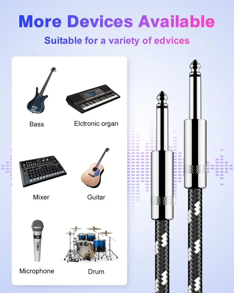 Cable auxiliar de 6,35mm a 90 grados, 6,5mm con funda, Cable de Audio, mezclador de micrófono, altavoz de Piano electrónico, Cable de conexión de guitarra - imagen 5