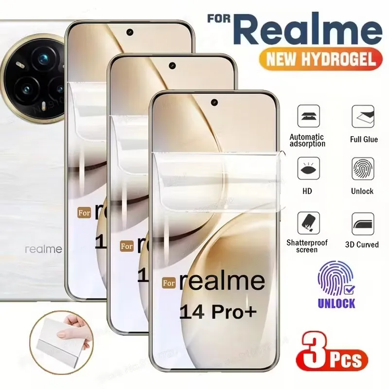 3 uds película de hidrogel para Realme 14 Pro Plus película protectora para Realme 14T 5G Protector de pantalla para Realme 14 Pro Lite