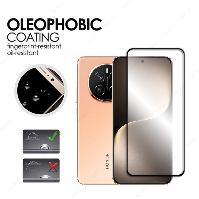 Vidrio templado para Honor Magic7 Protector de pantalla para Honor Magic7 borde negro película protectora Protector de lente de cámara para Magic7 - imagen 2