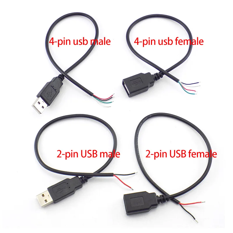 Macho a hembra 2 pines 4 pines línea Micro USB 2,0 tipo C cargador Cable conector fuente de alimentación Cable de extensión Q1 - imagen 3
