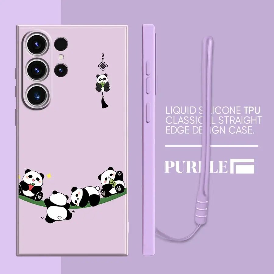 Funda de teléfono suave para Samsung Galaxy S21 Plus S22 Ultra S25 Edge Note 20 10 Ultra S24 FE S20 S23 Panda lindo de dibujos animados - imagen 5
