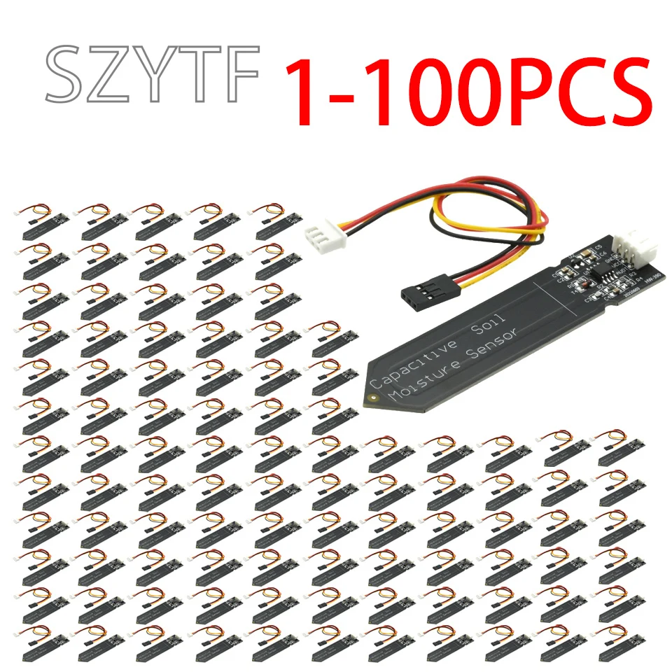 1-100PCS Sensor de humedad del suelo capacitivo no es fácil de corroer Cable de voltaje amplio para Arduino
