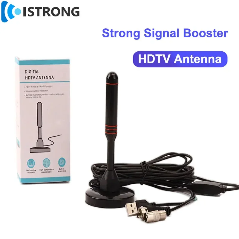 Antena de TV Digital para interiores de 25dBi, canales HD gratuitos, amplificador de señal 4K 1080p, DVB-T, receptor de TV por satélite ATSC, amplificador UHF/VHF