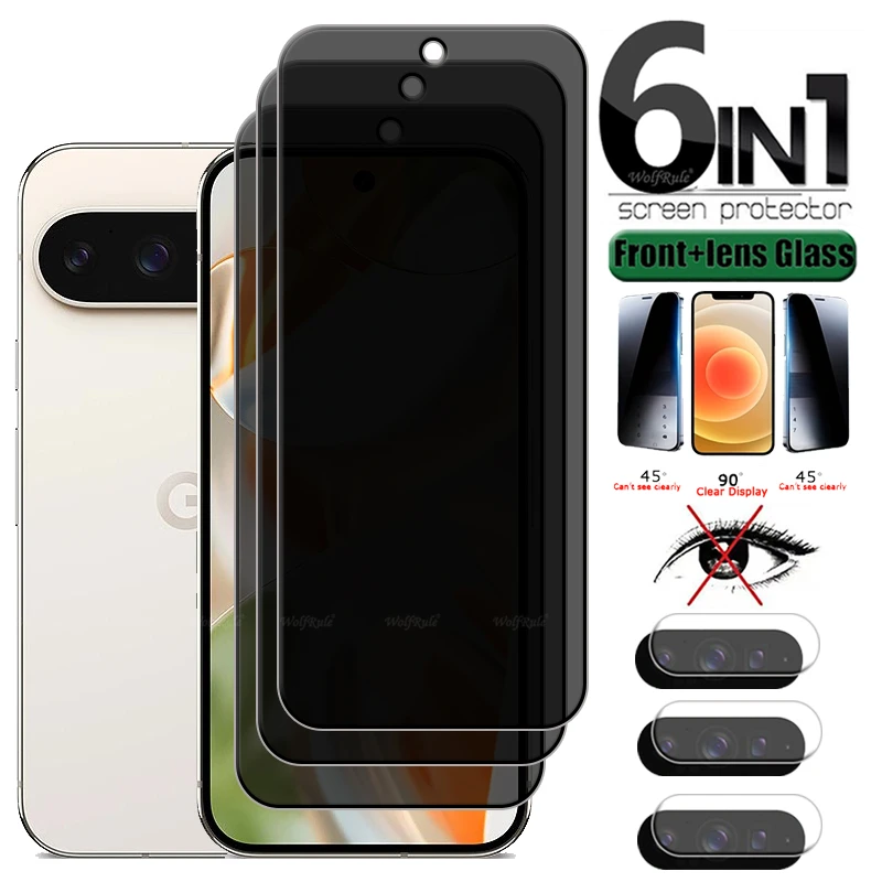 Protector de pantalla 6 en 1 para Google Pixel 10 Pro, Google Pixel 10, privacidad de vidrio, pegamento antiespía 9H, lente de cristal Pixel 10 Pro XL - imagen 2