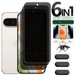 Protector de pantalla 6 en 1 para Google Pixel 9 Pro, Google Pixel 9, privacidad de vidrio, pegamento antiespía, lente de cristal Pixel9 Pixel 9 Pro XL