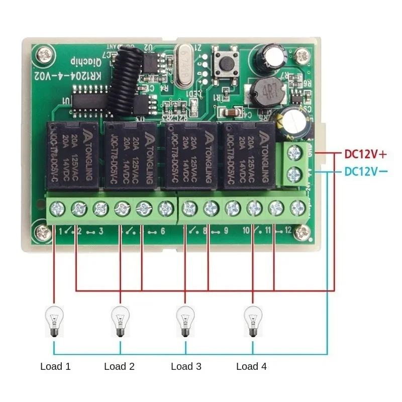 Receptor y transmisor de relé inalámbrico RF, Control remoto Universal de 433MHz, CC de 12V, 24V, 4 canales, para garaje/luz/Motor/LED - imagen 3