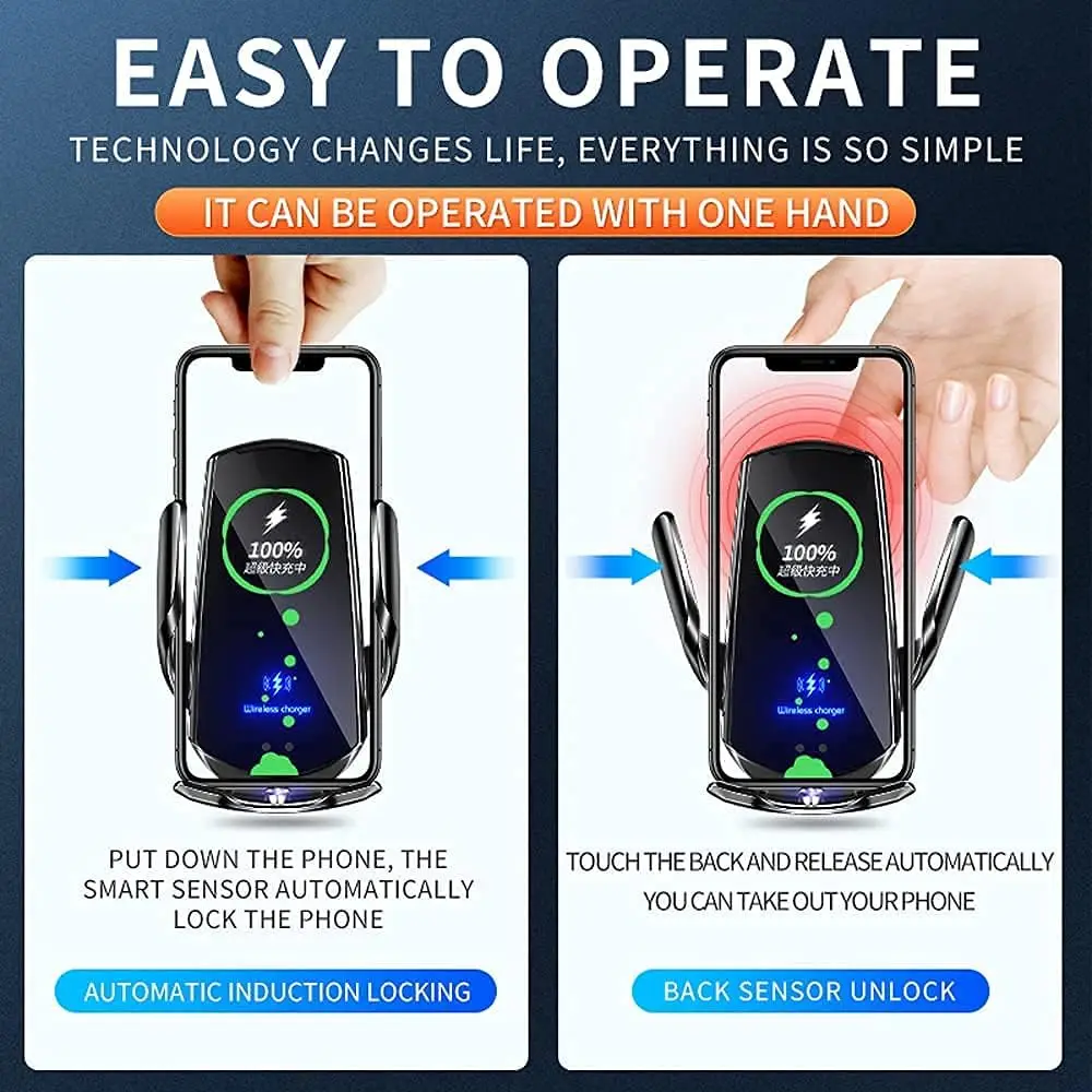 Cargador inalámbrico para teléfono de coche con Sensor inteligente Q3, soporte para teléfono de coche con sujeción automática de carga rápida de 15W para iPhone y todos los Qi habilitados para Android - imagen 3