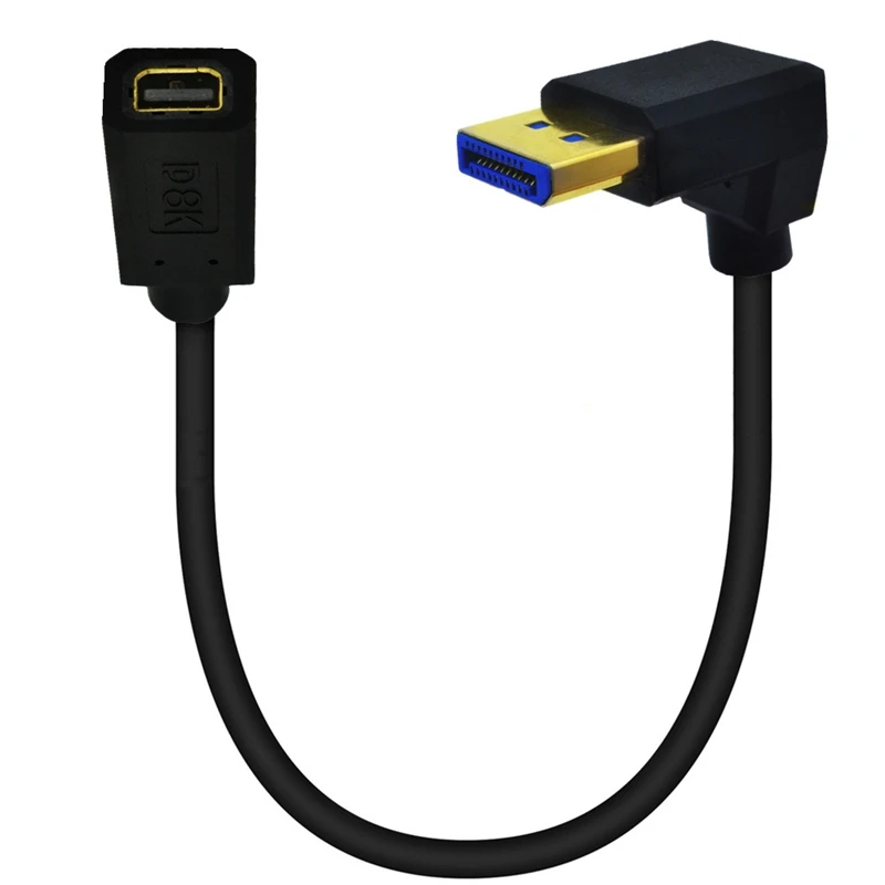 0,3 m HD 8K@60HZ / 4K@144HZ / 2K@165Hz Codo DP a Mini Displayport Tarjeta gráfica macho y hembra conectada al cable de visualización - imagen 4