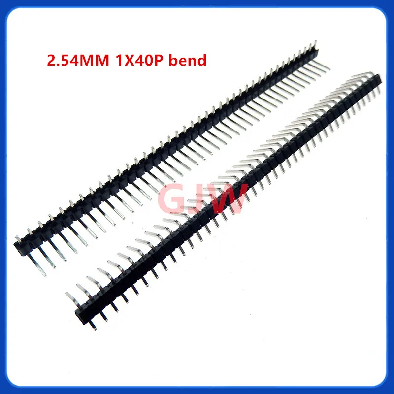 Tira de conector de cabezal de Pin rompible para Arduino, 10 piezas, 40 Pines, 1x40, 2x40, macho de doble fila, 2,54 MM, negro, 2,54 MM, 90 grados - imagen 4